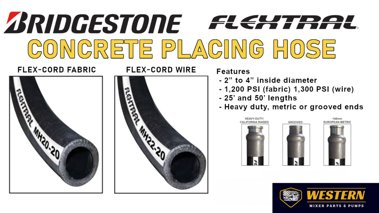 MH20 2.5-Inch Flex-Cord - Concrete Placement Hose with Heavy-Duty End Options | Bridgestone | MH20-250