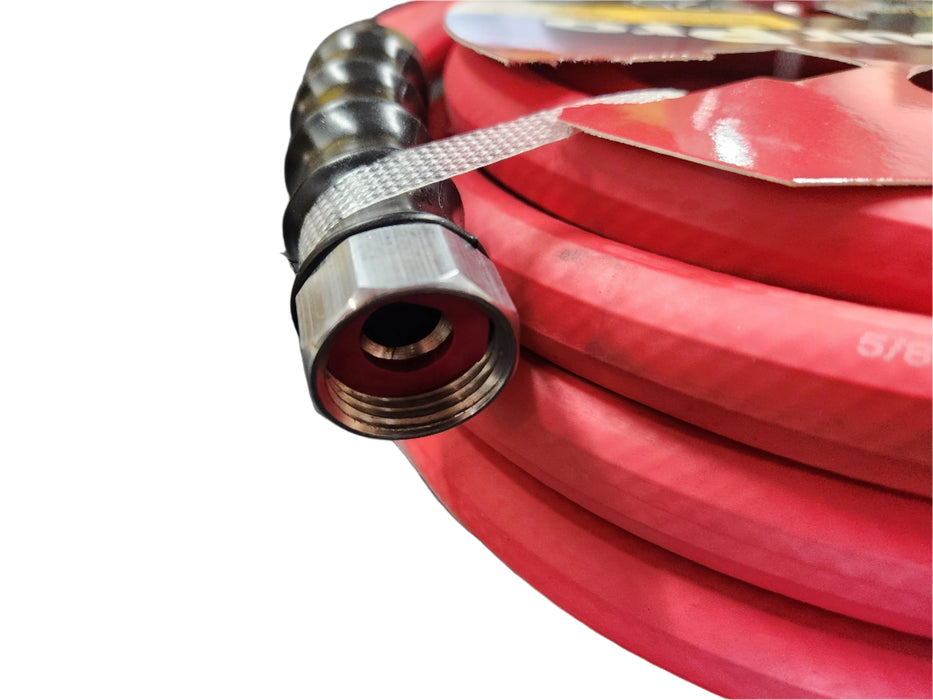 Gilmour Pro Hot Water Hoses, 25ft, red, bundled in a 20-pack with 5/8-inch diameter and brass fittings for industrial and commercial applications