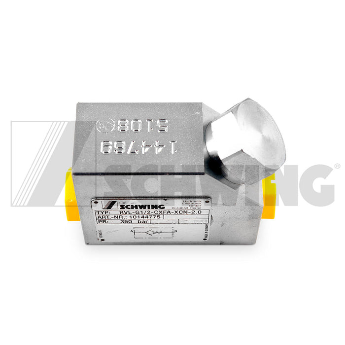 Valve - Hyd, Check Rvl-G1/2 2Bar | Weight: 3 lbs | Dimensions: 82 X 70 X 34 MM | Brand: SCHWING