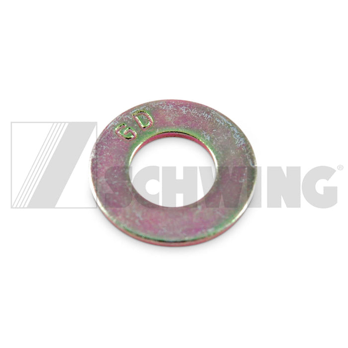 Washer - Flat,  1/2", Sae Gr 8 - Fe/Zn5C | Weight: 2 lbs | Dimensions: 28 X 28 X 3 | Brand: SCHWING